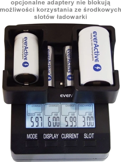 Intelligentes Ladegerät EVERACTIVE NC-3000 für AA/AAA mit C/D-Unterstützung (mit Adapter)