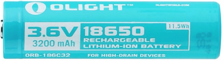 Wiederaufladbare OLIGHT 18650 Batterie 3,6 V 3200 mAh hellblau