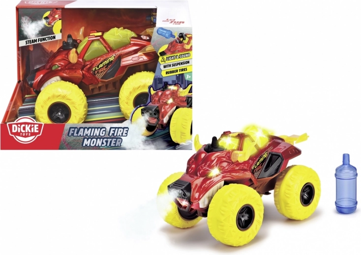 Dickie Toys Fire Monster – Kinder-Monstertruck mit Lichtern, Sounds und Dampfeffekt 25 cm