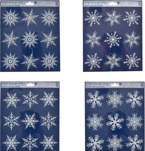 Fensterdekorfolie mit glitzernden Schneeflocken 24 × 27 cm (4 Varianten)