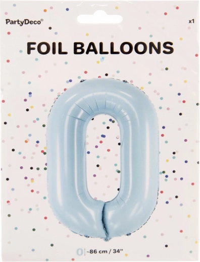 Folienballon Zahl 0 blau 86 cm