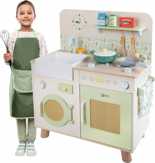 Holzküche XXL mit Waschmaschine und Zubehör