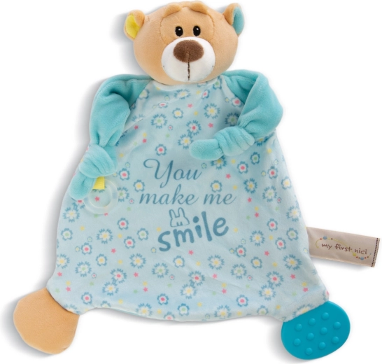 NICI Schmusetuch Bär mit Beißring und Schnullerhalter
