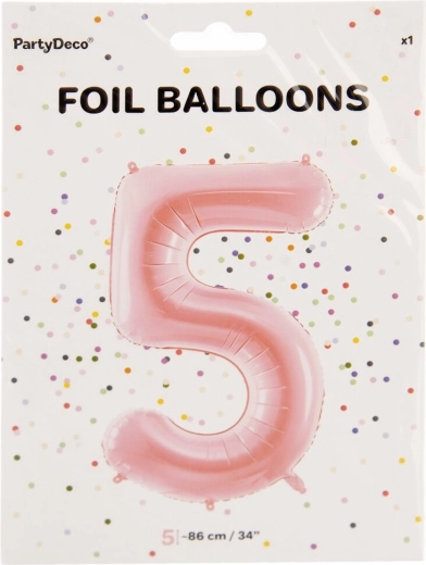 Folienballon Zahl 5, rosa, 86 cm