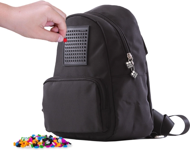 Pixie Crew Teenager-Rucksack mit kreativem Panel, schwarz