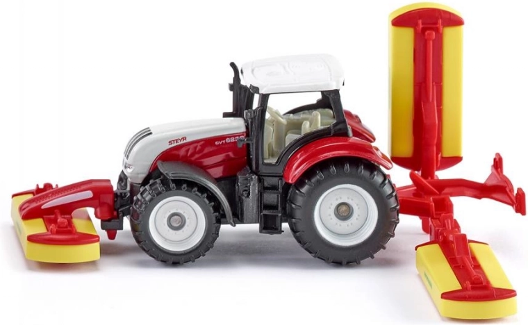 Siku Farmer Traktor Steyr mit Pöttinger-Mähwerken – Metallmodell