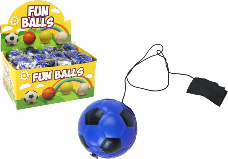 Fußball-Jo-Jo-Ball an Gummischnur 6 cm blau