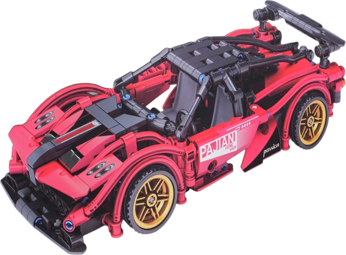 Bausatz eines roten Sportwagens, 488 Teile