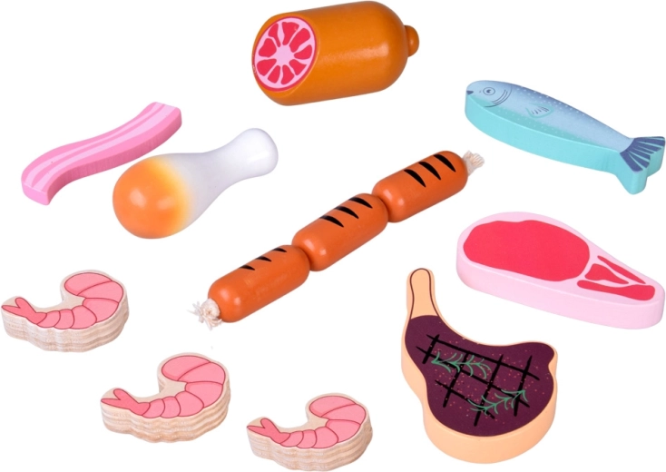 Realistisches Set mit Fleisch und Meeresfrüchten