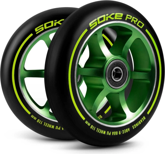 110-mm-Rollen für Scooter, limettengrün SOKE – Set 2 Stk.