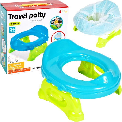 Reisetöpfchen für Kinder mit Einwegbeuteln, blau