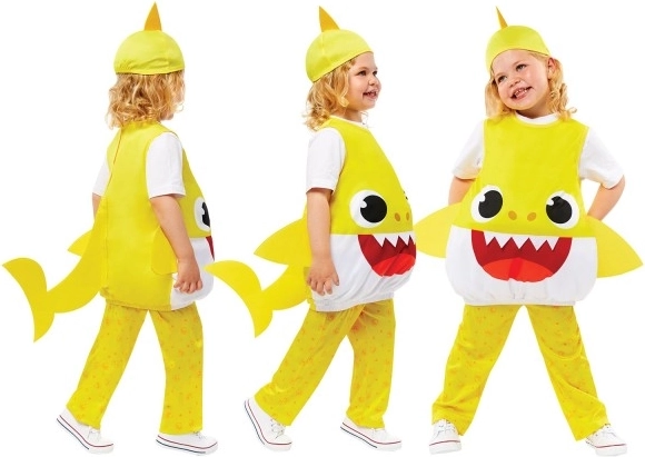 Baby Shark Kostüm gelb für Kinder 3-4 Jahre
