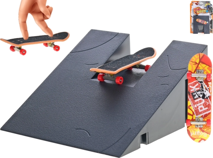 Finger-Skateboard 9,5 cm mit Rampe – Metall- und Kunststoff-Set für Kinder