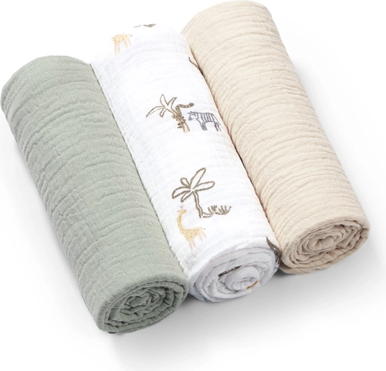 BabyOno Musselinwindeln Super Soft 3 Stück grün 70 × 70 cm