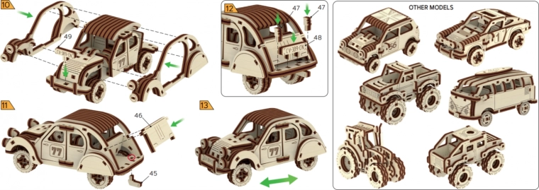 Holzpuzzle 3D – Rallyeauto zum Zusammenbauen