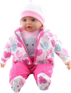 Babypuppe Mädchen mit Elefantenmotiv, 50 cm