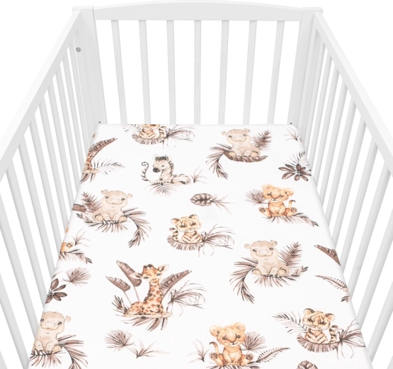 Baumwoll-Spannbettlaken für Kinderbett New Baby Safari 120 × 60 cm