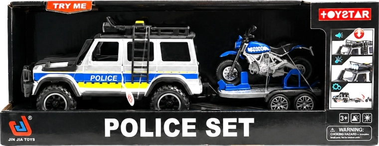 Polizei-Geländewagen mit Anhänger und Motorrad – 1 Stück
