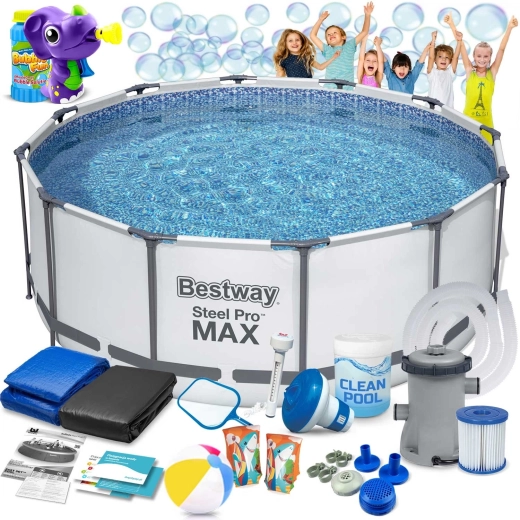 Garten-Rahmenpool BESTWAY 427 × 84 cm mit 17-in-1-Set + Gratis-Seifenblasen