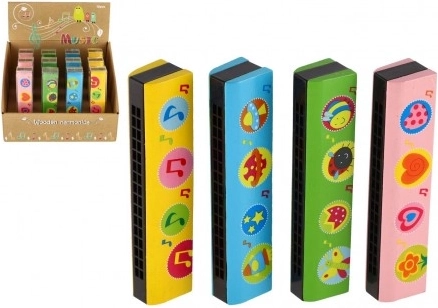 Holzharmonika zum Hineinblasen für Kinder 13 cm – mehrere Farben