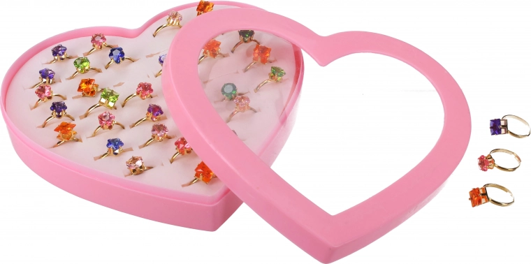 Set mit Ringen mit bunten Steinchen für Kinder