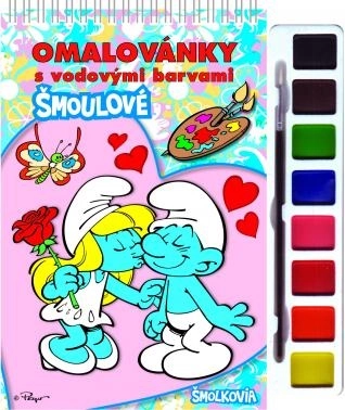 Smurfs-Ausmalbuch mit Wasserfarben und Pinsel, Ringbindung 21 × 23 cm