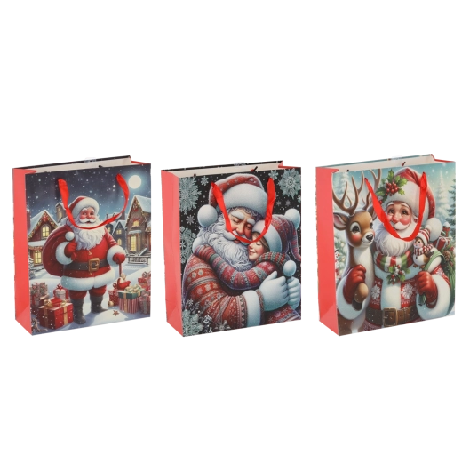 Weihnachtliche Geschenktaschen Santa Claus 42 × 48 × 16 cm, Set mit 12 Stück