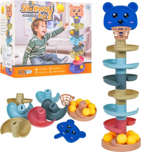 Bunte Kugelbahn mit Bär für Kinder 3+