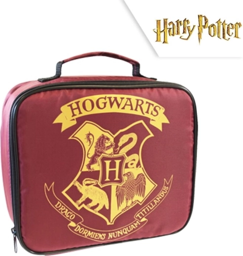 Harry Potter Lunchbag bordeauxrot mit Hogwarts-Logo - 1 Stück