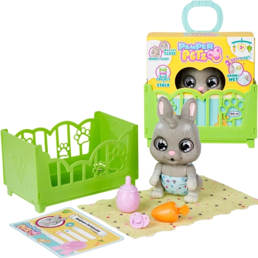 Pamper Petz interaktives Kaninchen mit Trinken, Windel und Zubehör