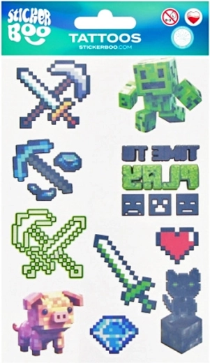 Temporäre Minecraft-Tattoos – Set mit 10 Motiven