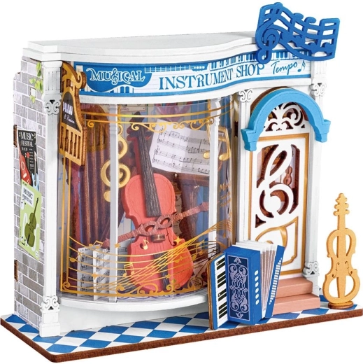 RoboTime Miniatur-Musikinstrumentenladen – 3D-Holzpuzzle