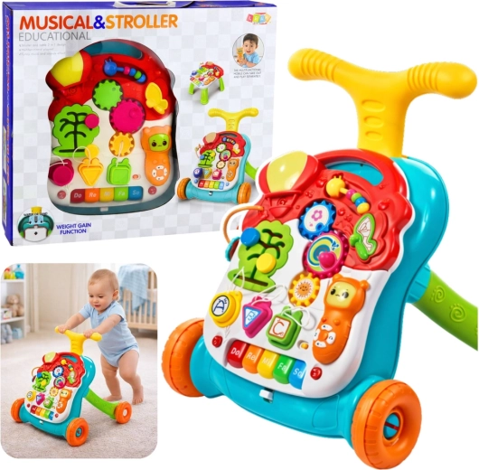 Lauflernwagen und Spieltisch 5-in-1 mit interaktivem Panel – mehrfarbig