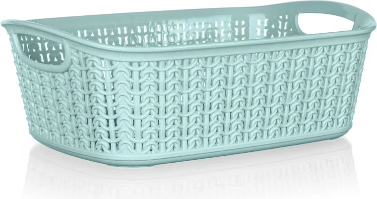 Rattan-Korb aus Kunststoff 3 l, Mint, 26,5 × 20 × 9,5 cm