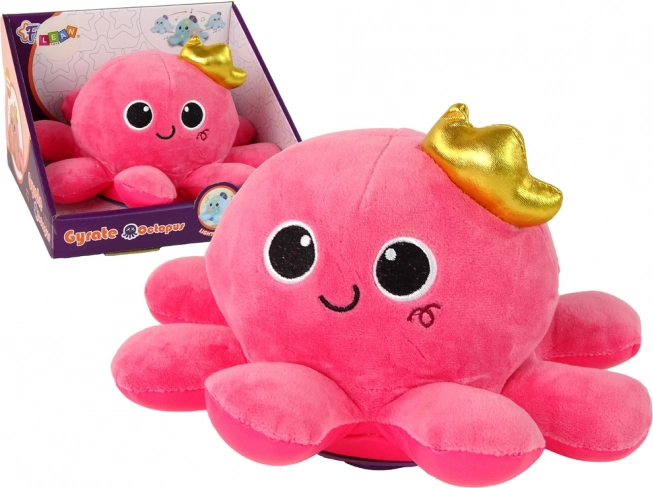 Rosa Plüsch-Oktopus mit Licht und Klängen