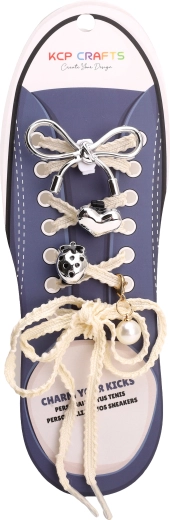 Set aus Schnürsenkel-Accessoires – silberne Schleife und Herz
