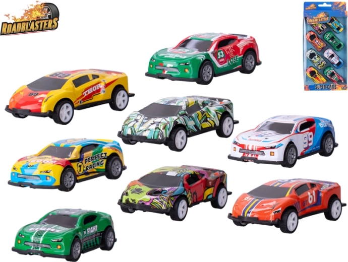 Metall-Auto-Set Roadblasters mit Rückzug, 8 Stück