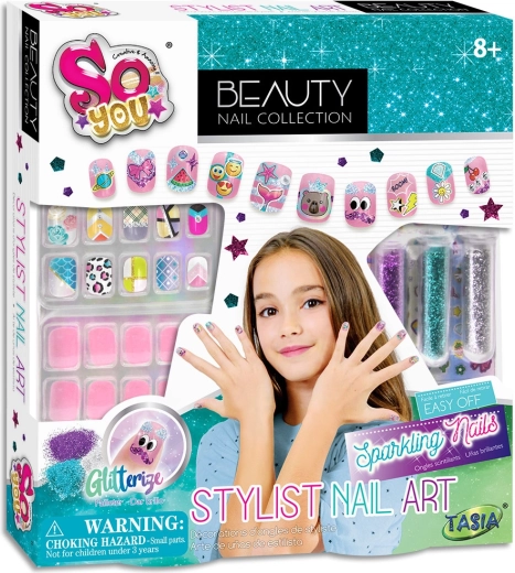 Stilvolles Nail-Art-Set mit Glitzer und Aufklebern TASIA
