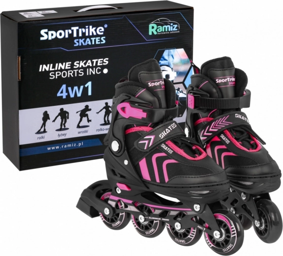 4-in-1 Kinderskates: Inlineskates, Quad und Eishockey – Größe 39–43 – Rosa