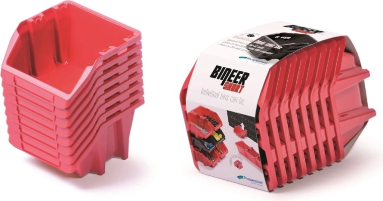 Satz Aufbewahrungsboxen 8 Stk. Bineer Short, 206 × 118 × 144 mm, rot
