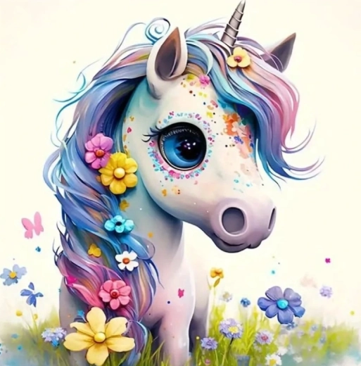 Diamantmalerei Niedliches Einhorn 30 × 40 cm