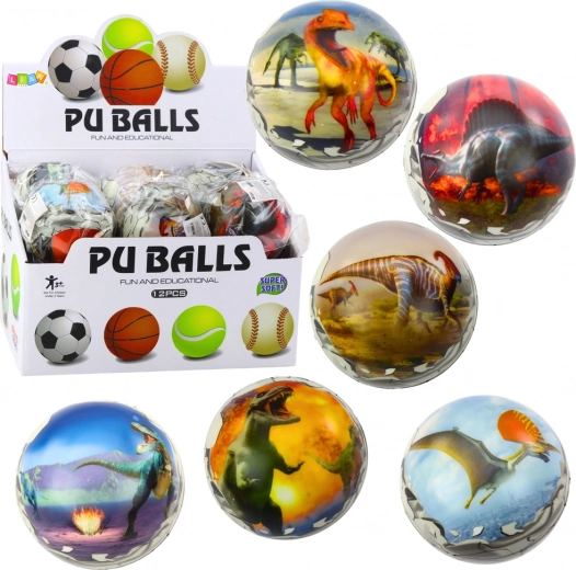 Ball mit Dinosauriern 10 cm aus weichem PU-Schaum