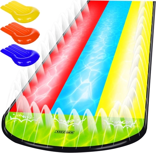 Wasserrutsche mit Fontäne und dreifachem Rutsch für Kinder im Garten