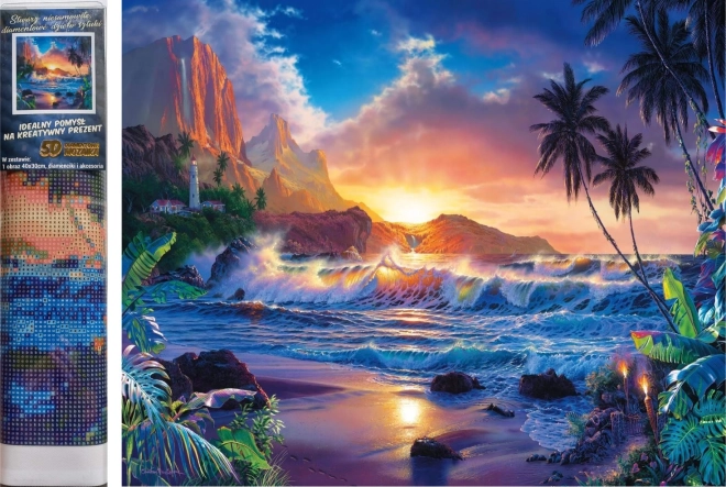 Diamantmalerei Sonnenuntergang auf der Insel 30x40 cm