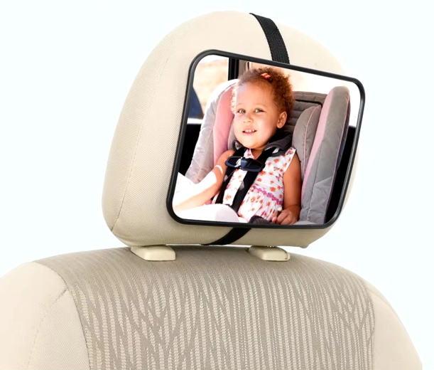Rücksitz-Babypiegel fürs Auto zur Befestigung an der Kopfstütze, verstellbar 18,8 × 13,5 cm