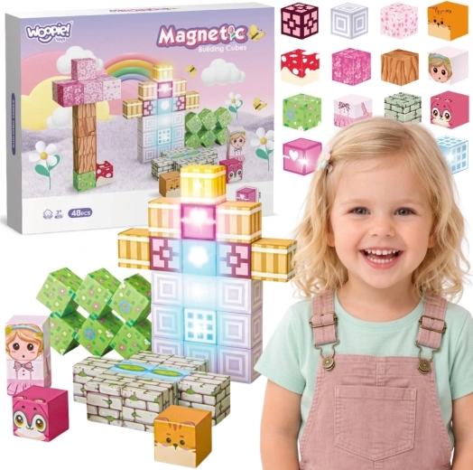 Woopie magnetische Bausteine Montessori, 48 Teile