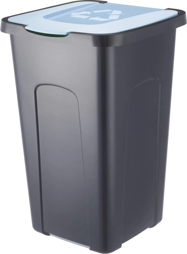 Mülleimer für Mülltrennung 50 l schwarz/blau (pastell)