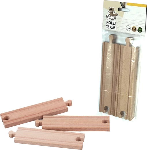 BABU gerade Holzschienen 15 cm – Set mit 2 Stück