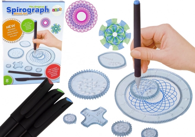 Spirograf-Set mit Kreisen und Buntstiften 28 Stück