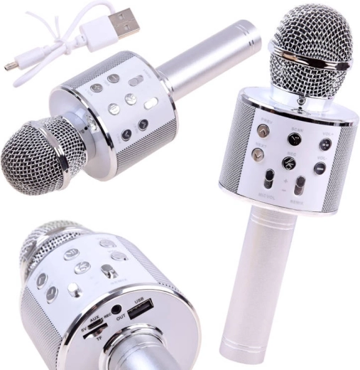 Karaoke-Mikrofon mit Lautsprecher Izoxis – 1 Stück – silber